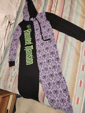 Disney Parks Haunted Mansion Wallpaper One Piece Jumpsuit Zip Pajamas-ADULTLARGE